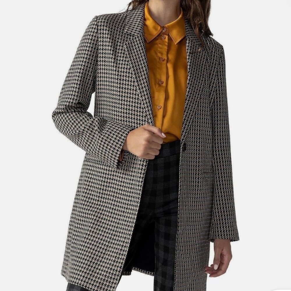 Sanctuary Women's Brown & Black Houndstooth One Button Blazer Size XS